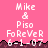 Pixelated pink background with white text reading "Mike & Piso FoReVeR 6-1-07" in two , repeated across a