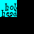 Pixelated cyan and black icon with partial text fragments 'bold head', 'd or high', and 'be <3 bear' on cyan background.