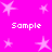 Bright pink background with multiple light pink star shapes scattered across the image, and four instances of the word "Sample" in white pixelated text.