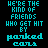 Animated text-based icon with cyan and pink pixelated letters on black background, displaying 'HERE THE KIND OF FRIENDS WHO GET HIT BY parked cars' in multiple variations.