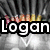 Animated icon shows 'Logan' text with black outline over stage lights and white spotlights, transitioning from full name to partial name.