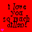 Red background with black text reading "i love you so much dillad!" and pink heart symbols in a pattern