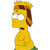 Pixelated yellow cartoon character with brown hair, white eyes, and a small black mouth, wearing a green shirt against a white background.