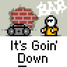 Animated contact sheet of a pixel art character with changing speech bubbles over multiple frames, set against a gray background.