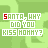 Pixelated green background with repeated text "SANTA, WHY DID YOU KISS HOHNY?" where individual letters change color across frames.