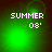 Green pixelated background with white text 'SUMMER 03' and shifting light effects across four