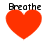 Four red heart shapes with the word 'Breathe' in black text above each, arranged in a on white background