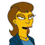 Pixelated character with yellow skin, brown hair, and blue clothing in profile view.