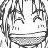 Static grayscale pixel art of a character with long hair, closed eyes, and a serene expression holding a small object near their chest.