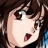 Anime-style character with brown hair and open mouth on left, black background with white text on right.