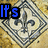 A static image with a repeating diamond-patterned background featuring fleur-de-lis symbols, overlaid with text in blue, white, and red.