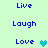 Pixelated text and heart symbols on a light green background with blue lettering.