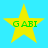 Four yellow stars with green text on a light blue background, each star displaying 'GABI' in pixelated font.