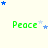 Green 'Peace' text with blue and light-blue stars scattered across a pale background, showing animation changes in star positions.
