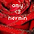 Pixelated red background with white pixel-art text reading 'omy', a heart symbol, and 'nermin' in three lines.