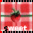 Strawberry-themed of repeated images with 'sweet' text, featuring red strawberries on pink checkered background with green stripes