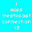Pixelated icon with cyan background, white text reading 'i miss westcoast connection', and a '<3' symbol, featuring green rectangular overlays on the top and bottom