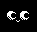 Pixelated white crescent shapes with small curved lines beneath them on a black background, arranged in two of three