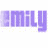 A static image displays the name 'emily' repeated three times in a horizontal , with each instance showing pixelated color variations across two