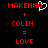Red pixelated text on black background shows 'MAKENNA + COLIN = LOVE' with a white heart symbol replacing the 'A' in 'MAKENNA' on the left side.