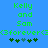 Green pixelated text and symbols on a blue background with two identical side-by-side arrangements of text and icons.