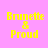 Four square display yellow pixelated text 'Brunette & Proud' on solid backgrounds: pink, teal, green, and light blue