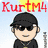 Pixelated icon with red 'KurtM4' text, a character in black cap and sunglasses, green bicycle, purple 'UR', cyan 'SOXS', and a smiling face.