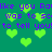Green heart shapes float over repeating purple text on a teal background in an animated pattern.