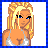 Pixel art contact sheet of a female character in four frames showing full body, torso, legs, and text "Sweeet n" Sexy" with blue border.