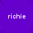 Purple background with scattered black dots and repeated white text 'richie' in a pattern, partially obscured by a gray rectangle on the right