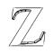 stylized Z characters with metallic outlines and internal shadows, each in a different orientation against a gray background