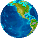Nine spherical Earth globes arranged in a , each showing different continental views with blue oceans and green-brown landmasses