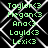 Green text names on black background with white diamond pattern, two identical side-by-side, static display of names with no visible motion changes