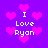 Purple background with pink pixelated hearts and white text reading "I Love Ryan" in four locations.