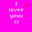 Bright pink background with white pixelated text reading "I lovee youu xx" and animated red heart or star symbols changing position.