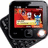 Pixelated icon of a handheld gaming device with red screen displaying colorful characters and yellow bar.