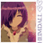 Pixelated anime-style character with purple hair, closed eyes, and a red necklace, wearing a brown jacket over a light shirt against a pinkish background.