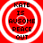 Four identical circular red icons with white concentric rings and black text reading KATE IS AUSOME PEACE OUT arranged vertically.