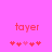 Pixelated pink background with red text 'tayer' and five pink heart icons below, showing animation changes in heart positions.