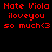 Red pixelated text on black background reads 'Hate Viola iloveyou so much<3' in two identical vertical