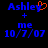 Blue text on black background shows 'Ashley + me 10/7/07' with an orange heart symbol above the name in one view, and without it in another.