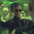 nine identical pixelated frames showing a person with dark hair and sunglasses against a green-tinted background, one frame blank