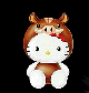 Hello Kitty avatar in various animal-themed hats with changing color schemes and decorative elements across five