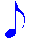 Blue eighth note icons in a on gray background, each with distinct pixelated stem and flag variations