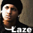 Static 48x48 pixel buddy icon featuring a stylized human face with dark hair and white highlights, overlaid on a textured background with the text "LAZE" in bold white letters at the bottom.