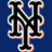 A pixelated blue background with a black and white 'NY' logo on the left and orange text reading 'Mets r the best team in the MLB!' on the right.