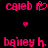Pixelated pink text and heart symbols on black background, with two of identical names and hearts