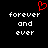 Red pixelated heart symbol above white pixelated text reading 'forever and ever' on black background.