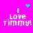 Pixelated text 'I Love Timmy!' on bright pink background with cyan heart and starburst symbols in four variations.