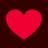 Four red heart shapes arranged in a on dark brown background, each with distinct pixelated edges